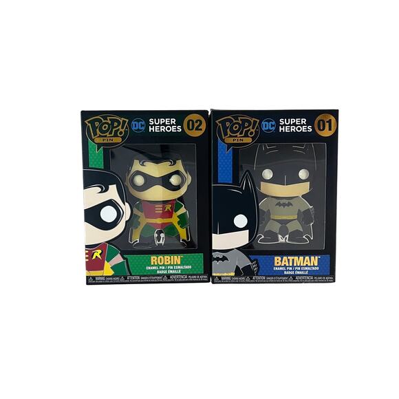 Funko POP! Pin DC Super Heroes Batman #01 & Robin #02 Enamel Pins New in Box - Picture 6 of 6
